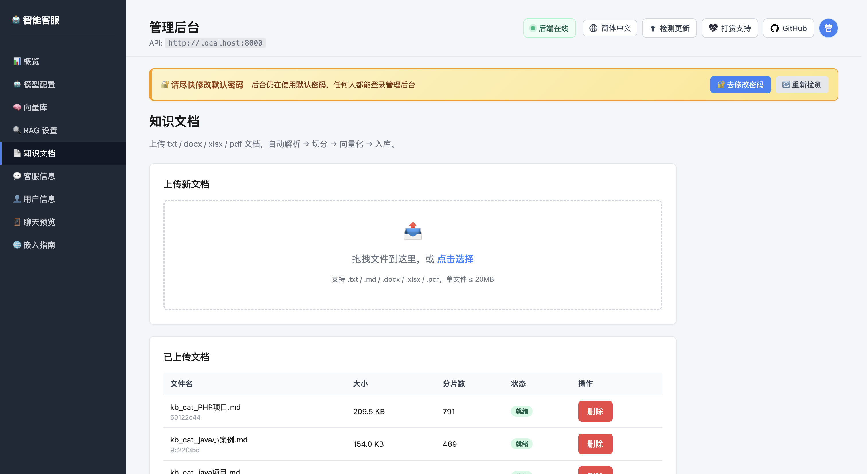 知识文档管理界面